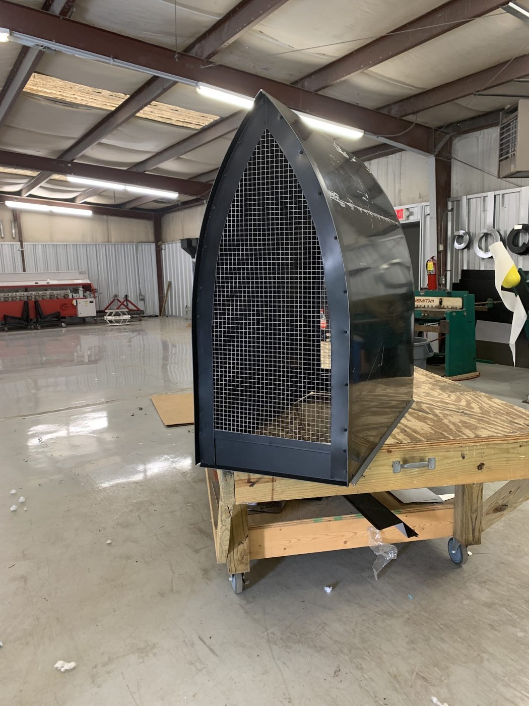Chimney shroud ready for pickup