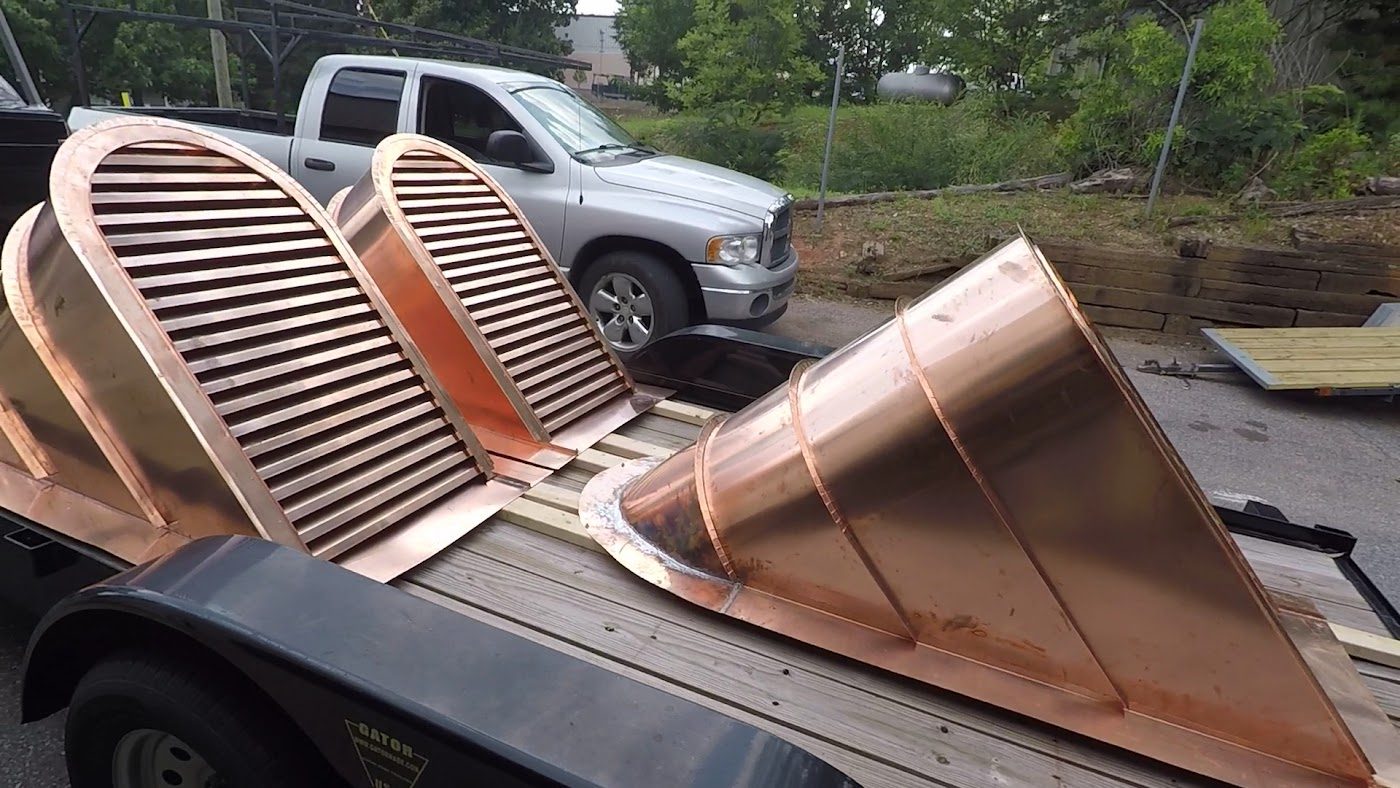 Copper louvered vents loaded for delivery